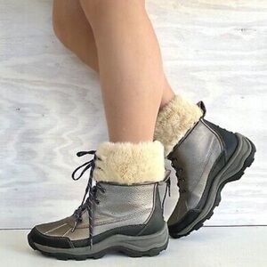 Clarks Mazlyn Arctic Pewter Leather Women's‎ Fur  Boots Size 8